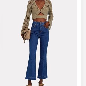 Veronica Beard Carson High-Rise Ankle Flare Jeans, size 27